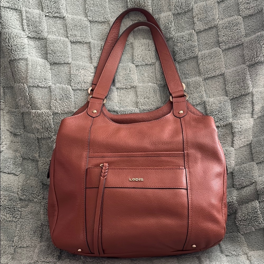 Lodis Brown Leather Tote Bag